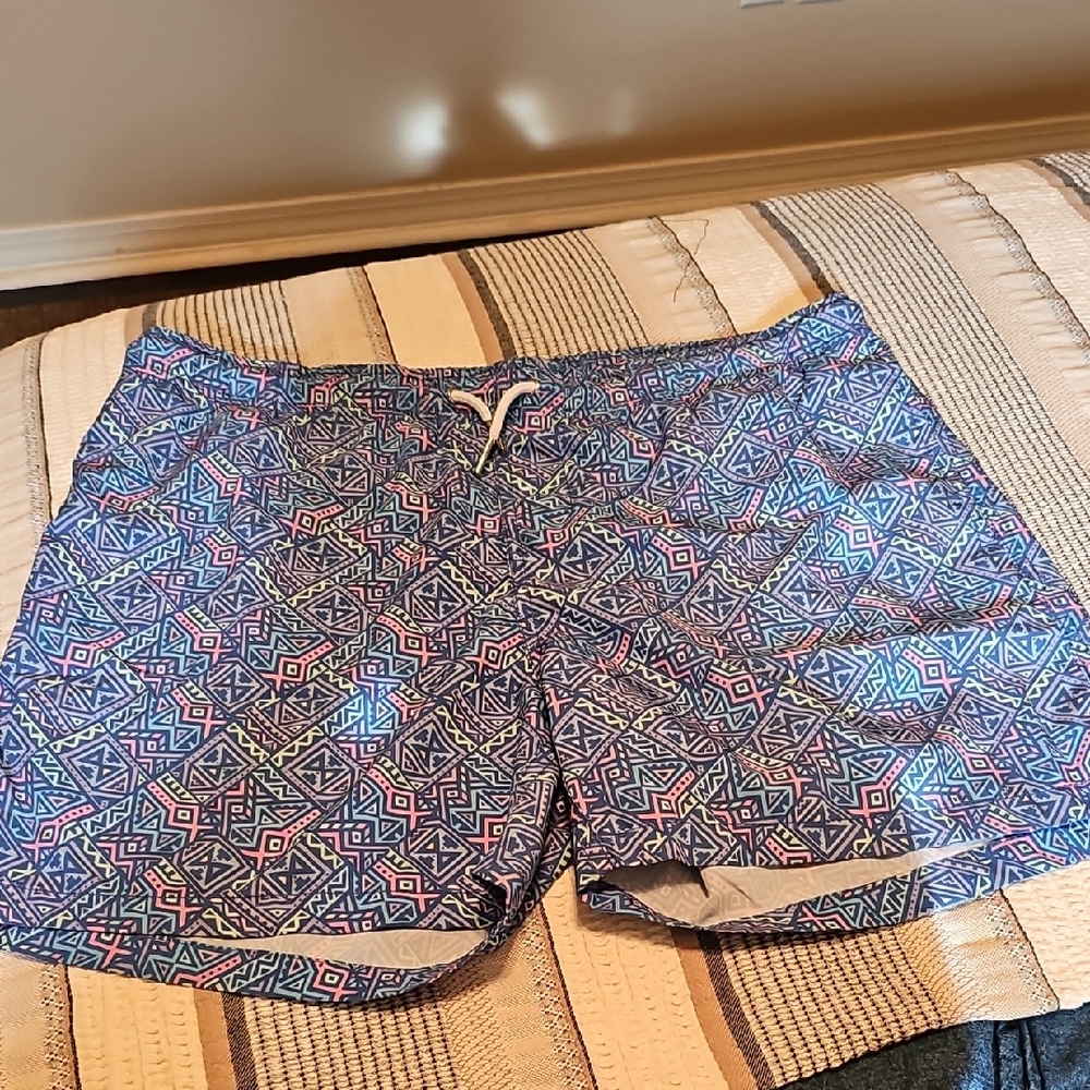 SSCO Patterned Swim Shorts, Medium, Netting Cut Out